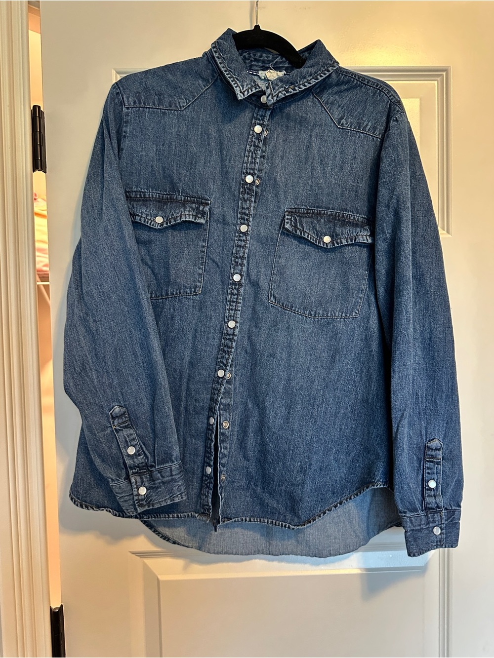 Pilcro Denim Button-Down Shirt - Blue